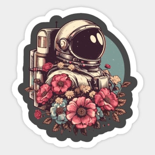 Astronaut in Flowers Sticker